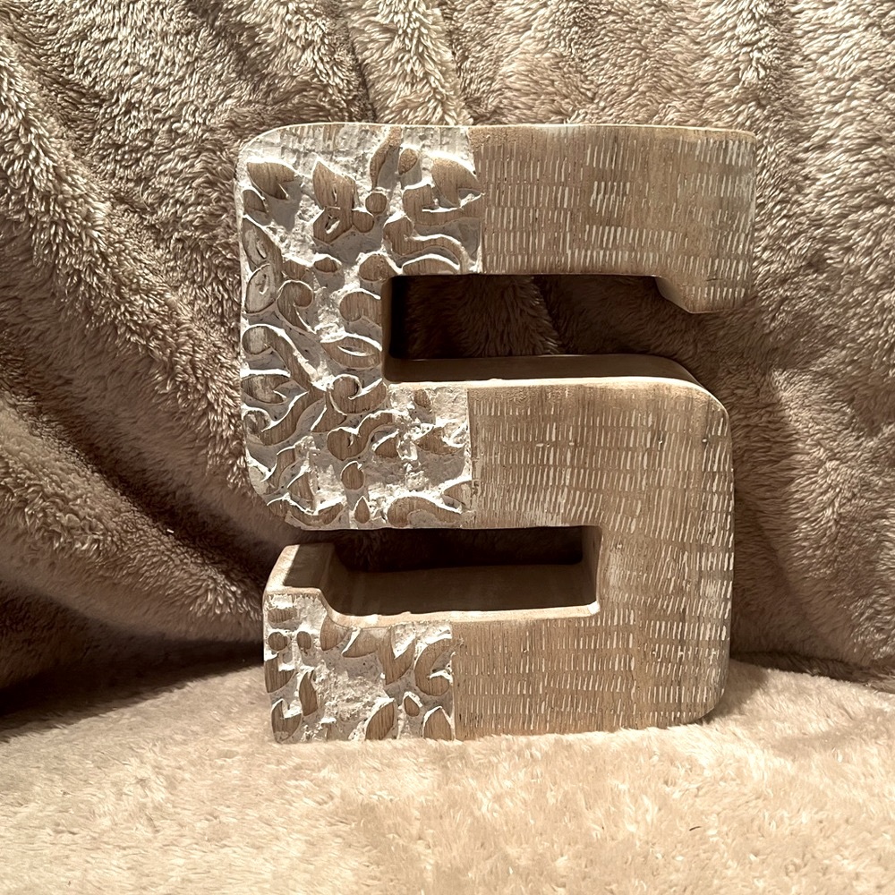 Wooden Carved Letter “S”
